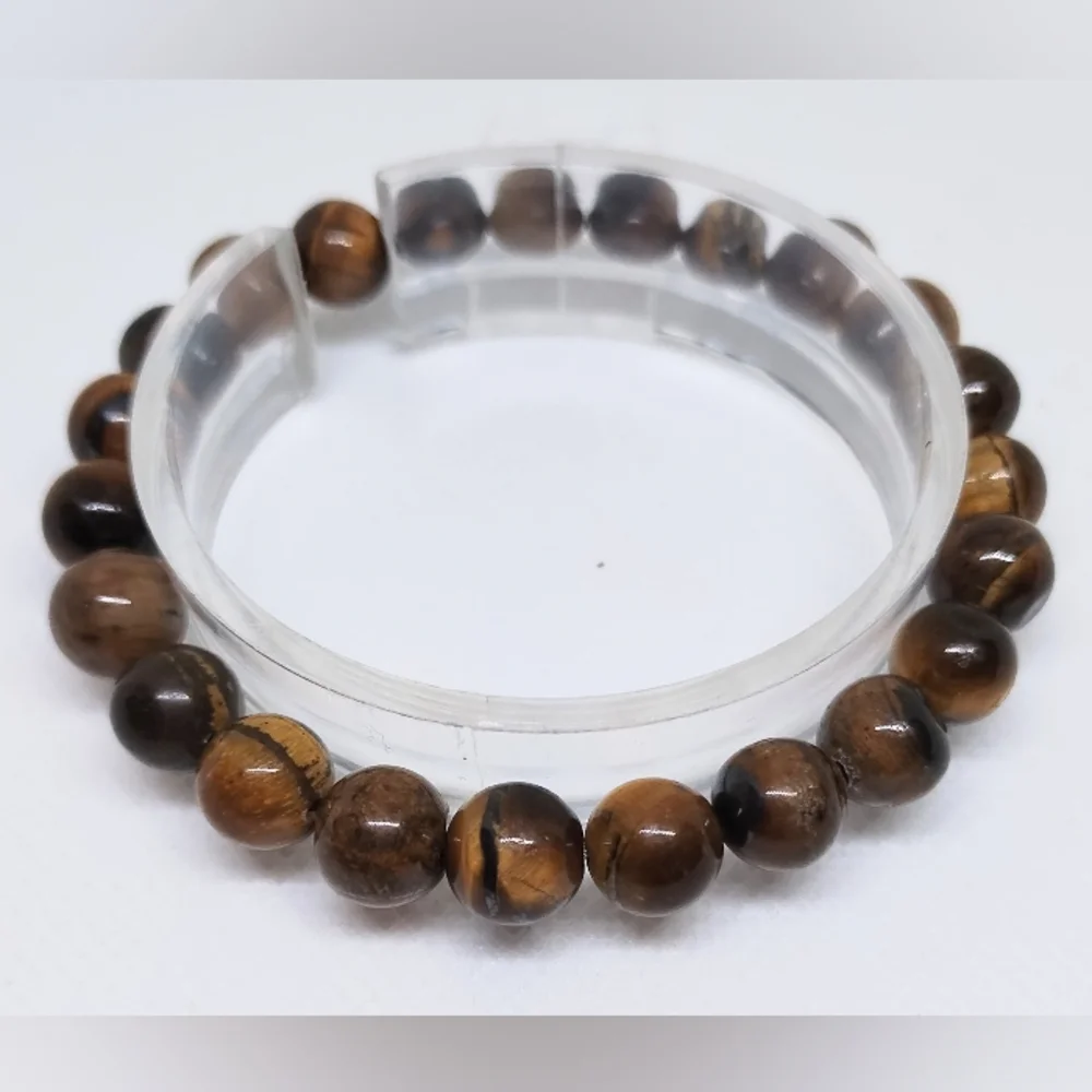 Men's Bracelet‎ Tiger Eye Beaded Beads 8mm New F64